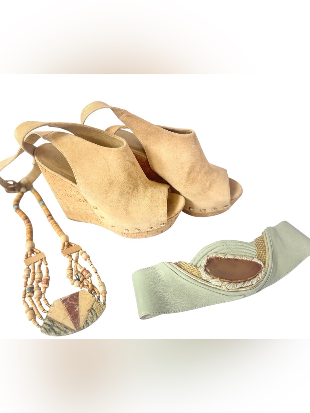 Steward Weitzman Women’s Tan Suede Cork Wedge Platform Mule Heels 9.5 - Picture 8 of 8